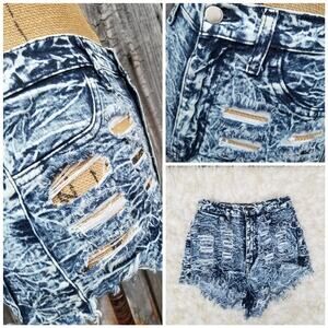 Acid Wash Shorts Aphrodite Size S Stretch Distressed Denim High Rise Cutoffs